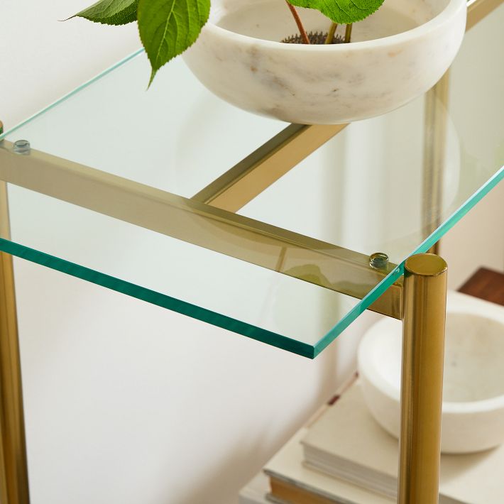 West elm glass console table discount