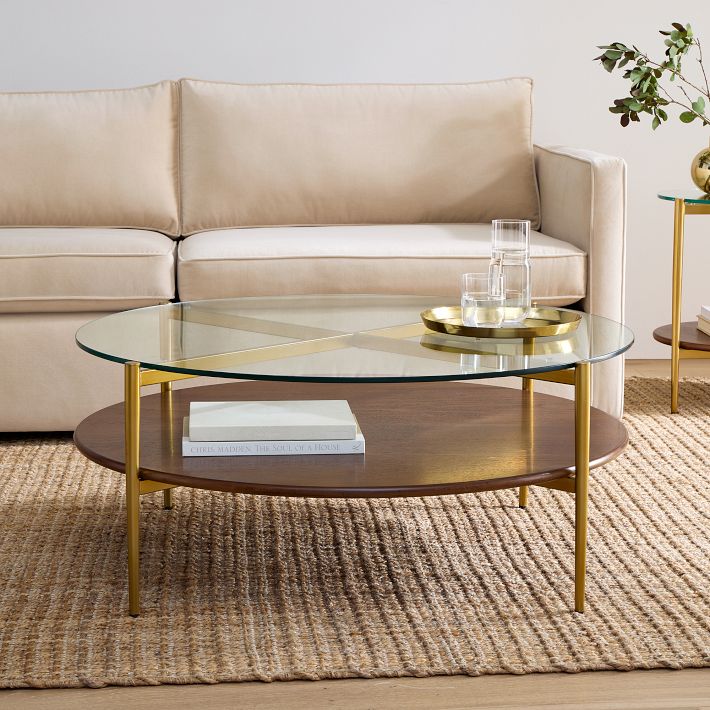 Mid century modern glass coffee table hotsell