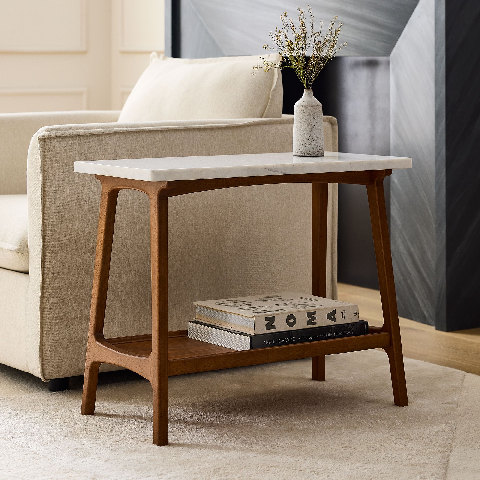 Reeve Mid-Century Marble Side Table 28" - Stylish & Durable