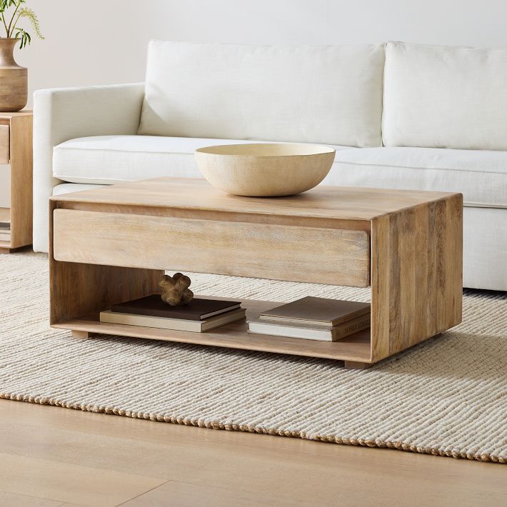 Solid wood coffee table with storage discount