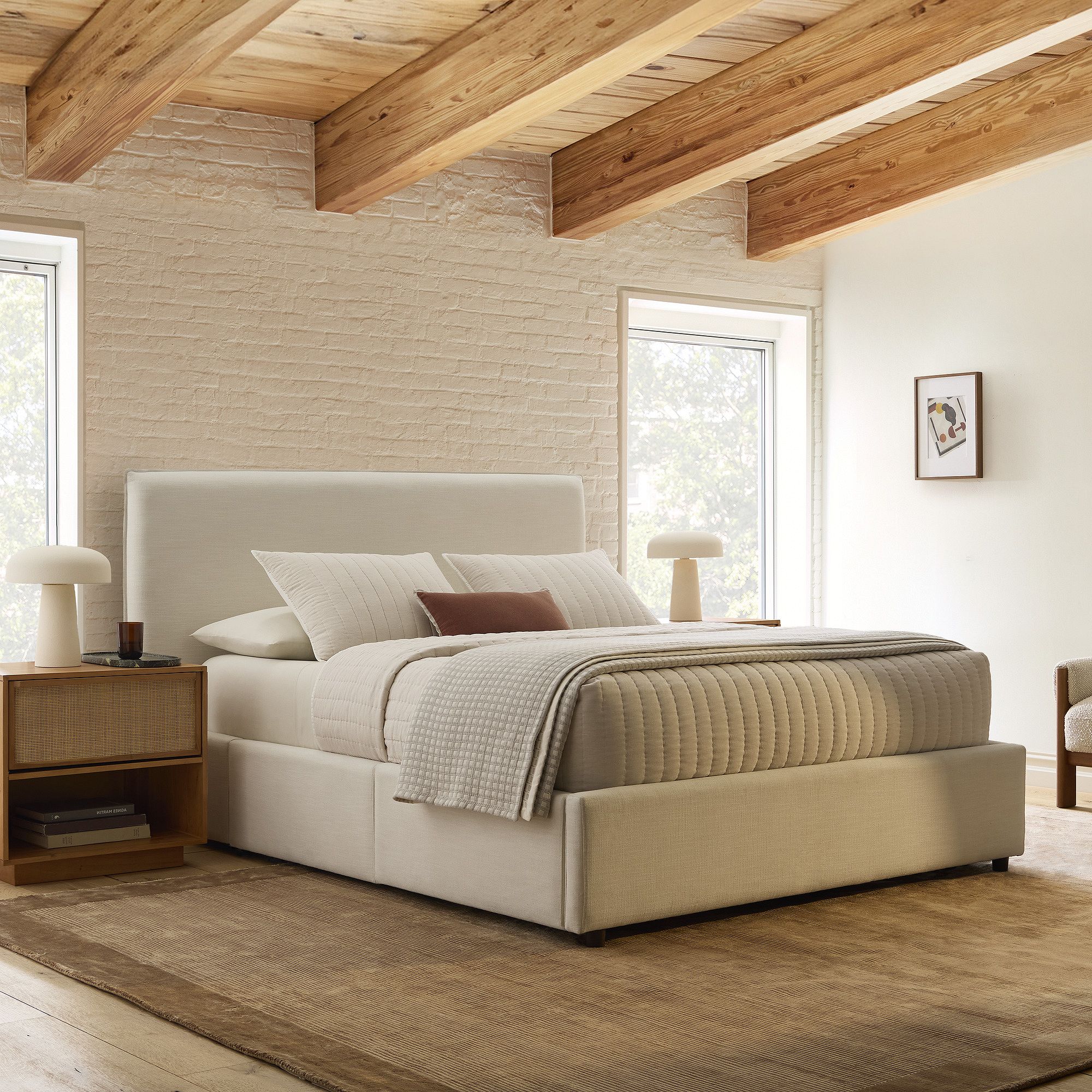Freya Flange Side Storage Bed - Modern Upholstered