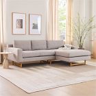 Eddy 92 Right 2 Piece Chaise Sectional Yarn Dyed Linen Weave Natural Sand Almond West Elm