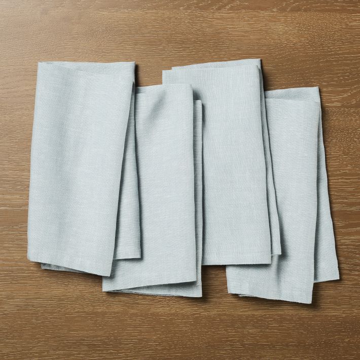 European Flax Linen 20" x 20" Napkin Set - Silver Mist
