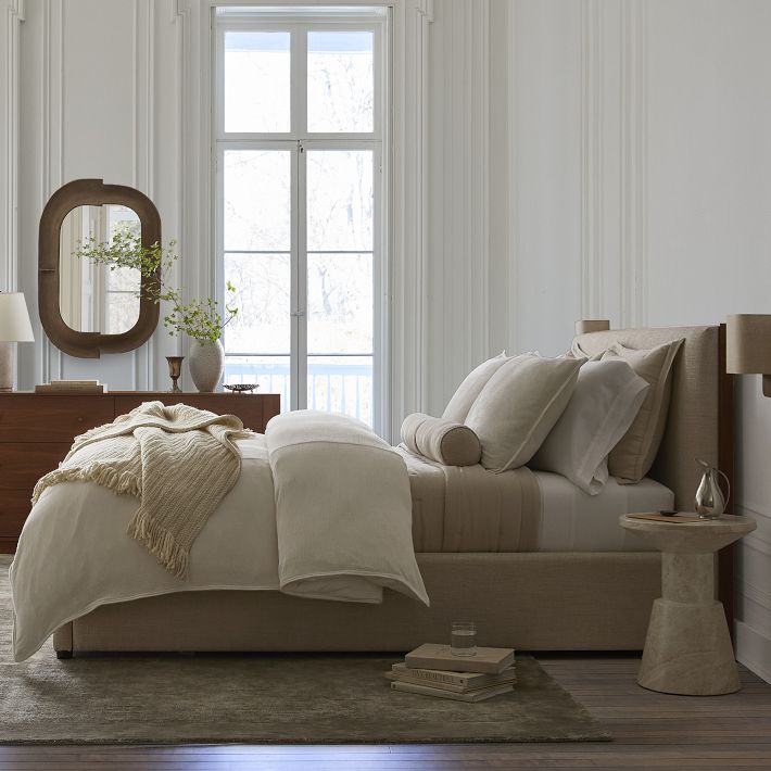 Striated Chenille Euro Shams in Taupe