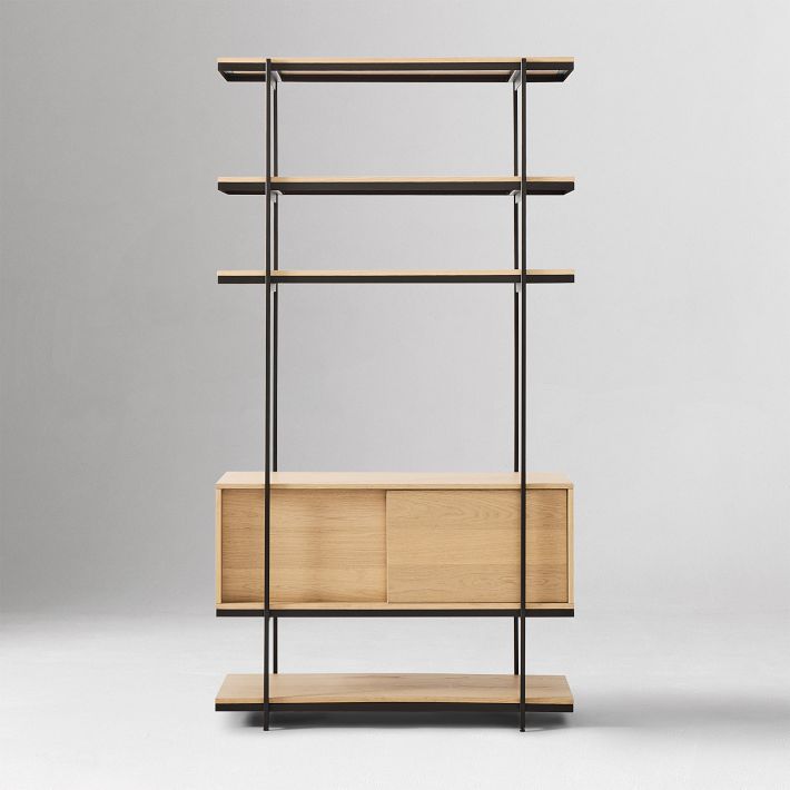 Pierce 42 Narrow Storage Shelf Unit Blonde West Elm
