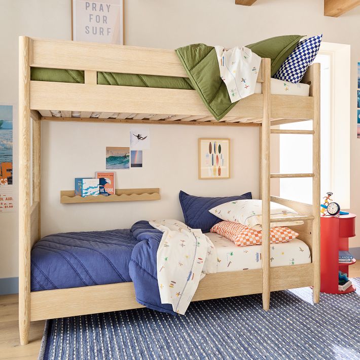 Mid Century Twin Bunk Bed Navy West Elm