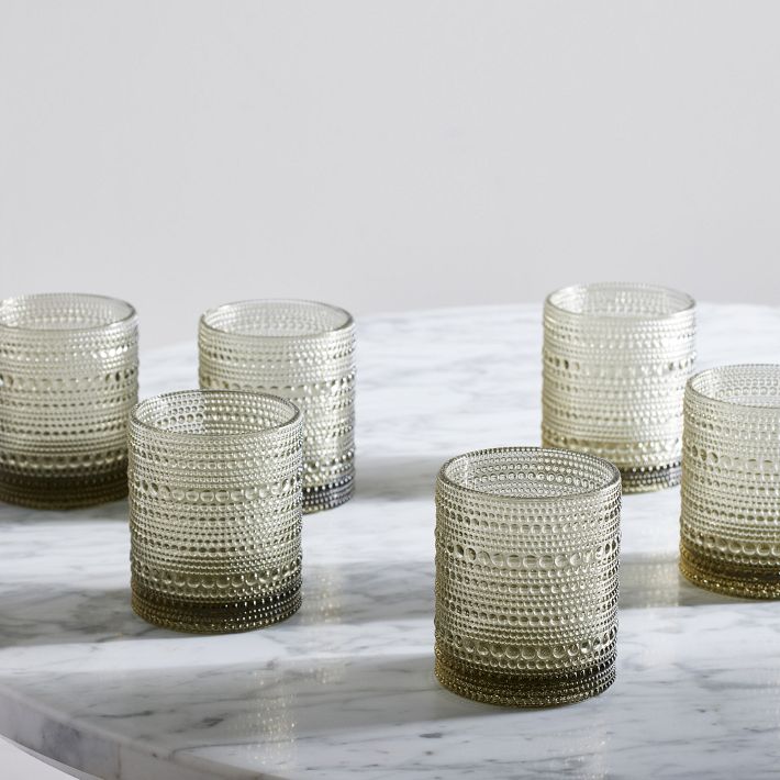 Jupiter Beaded Short Drinking Glasses ( Smoke - Set of 6)