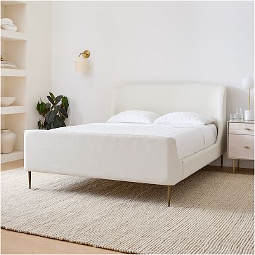 Lana Upholstered Sleigh Bed Queen Twill Gray Pewter Light Bronze West Elm