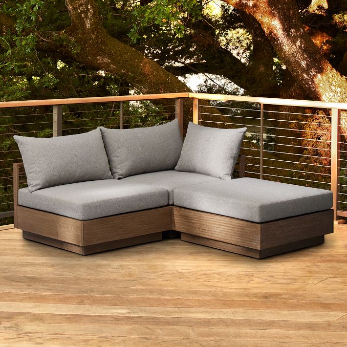 Santa Fe Slatted Outdoor 3-Piece Modular Sectional (72&quot;)