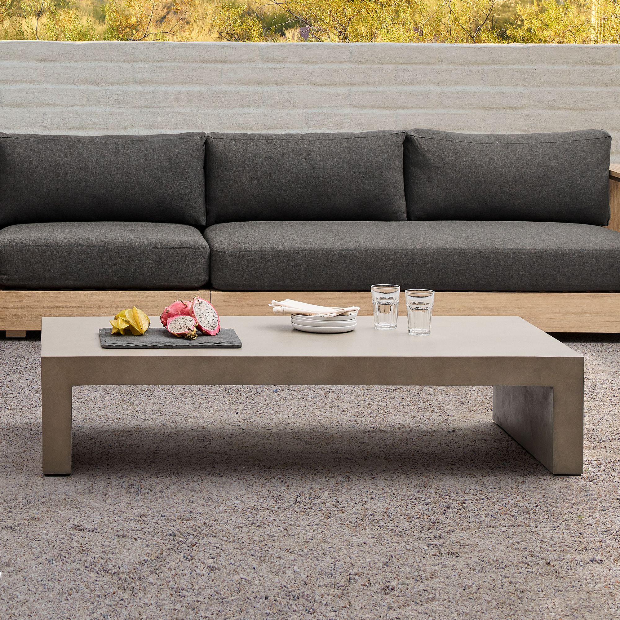 West Elm Concrete Waterfall Rectangle Coffee Table