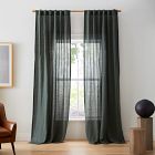 Custom Size European Flax Linen Curtain - Olive Melange