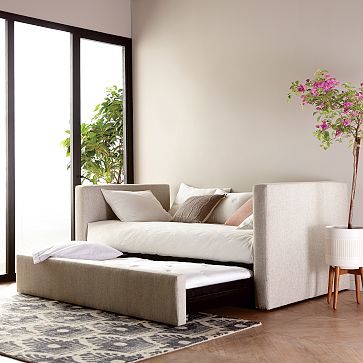 Urban Trundle Daybed Performance Velvet Blue Ink Blue West Elm