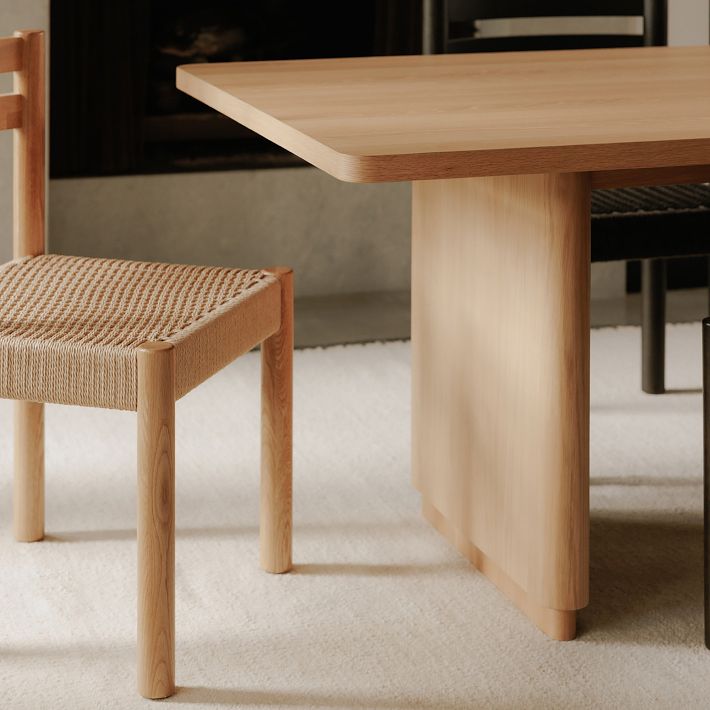 Rina Curved Oak Pedestal Dining Table | West Elm