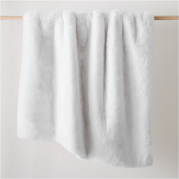 Chinchilla Faux Fur Throw, 60x80, Stone White