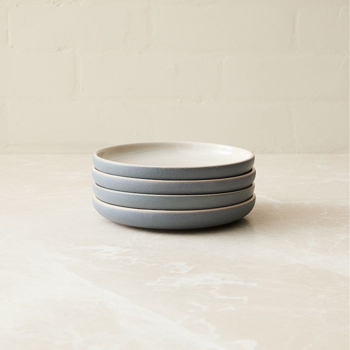 Kaloh Stoneware Appetizer Plate Sets in Celadon or Anchor Grey, set of 4