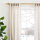 European Flax Linen &amp; Lustre Velvet Curtain - Natural/Golden Oak