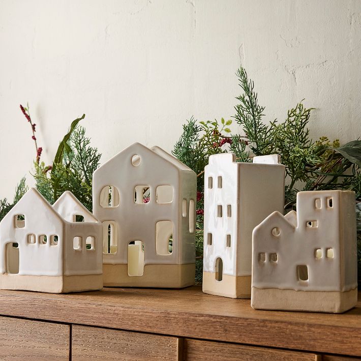 Ceramic Village Tealight Candleholders