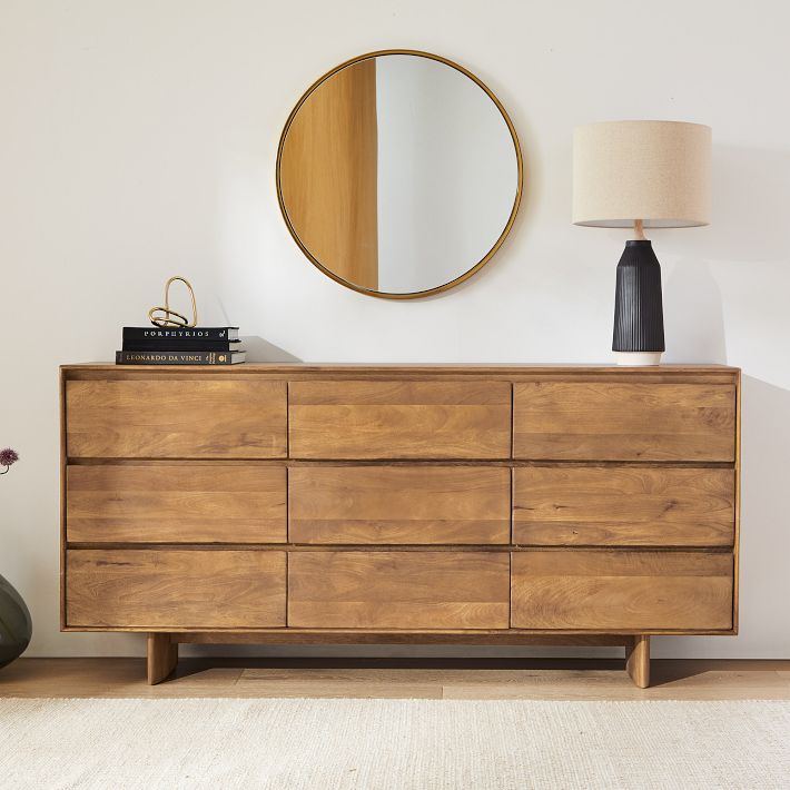 Light Brown And White Solid Mango Wood Finish Sideboard With 9 Drawers Light Brown And White Solid Mango Wood Finish Sideboard With 9 Drawers