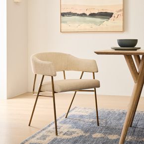 ひろ:westelm ダイニングチェア Mid-Century Upholstered Dining Chair - Wood Legs | West Elm