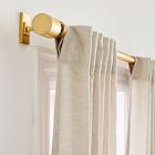 European Flax Linen &amp; Lustre Velvet Curtain - Natural/Golden Oak