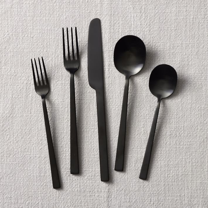 Black Satin Kanto Stainless Steel Flatware Sets