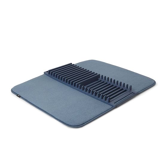 Denim Foldable Plastic Dish Rack with Utensil Cup
