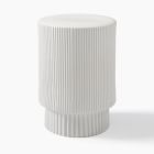 Fluted Ceramic 13" Indoor/Outdoor Side Table, White