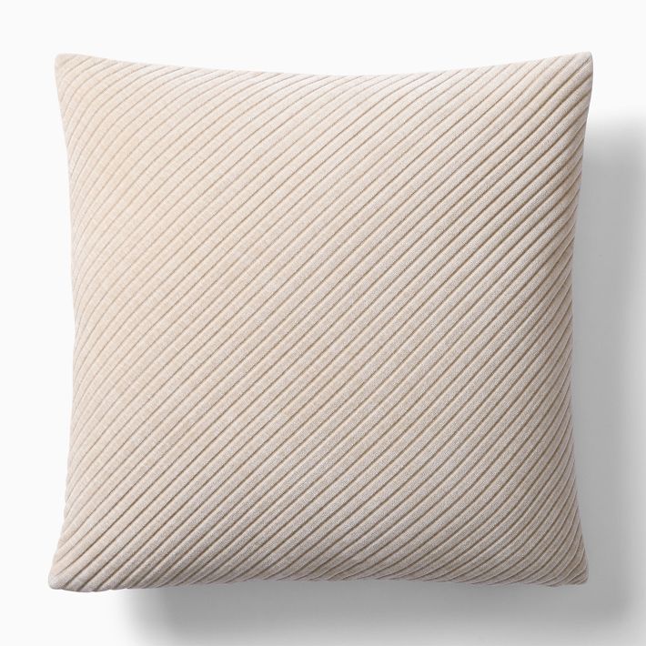 Corded Bias Velvet Throw Pillow & Cover in Sand | West Elm