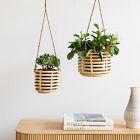 Adobe Rattan Hanging Planters - Set of 2