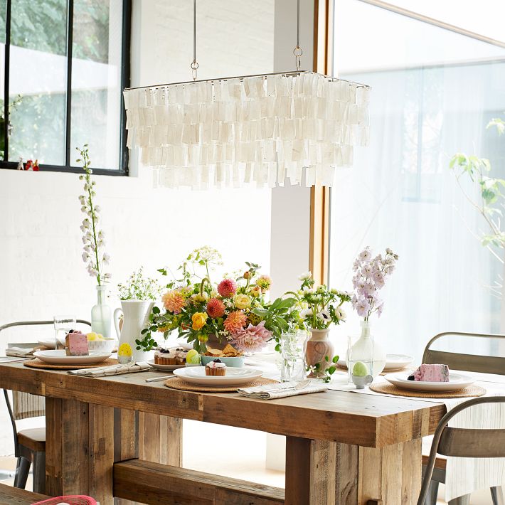 Capiz Rectangle Chandelier (30.5