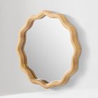 Round Wavy Wood Wall Mirror