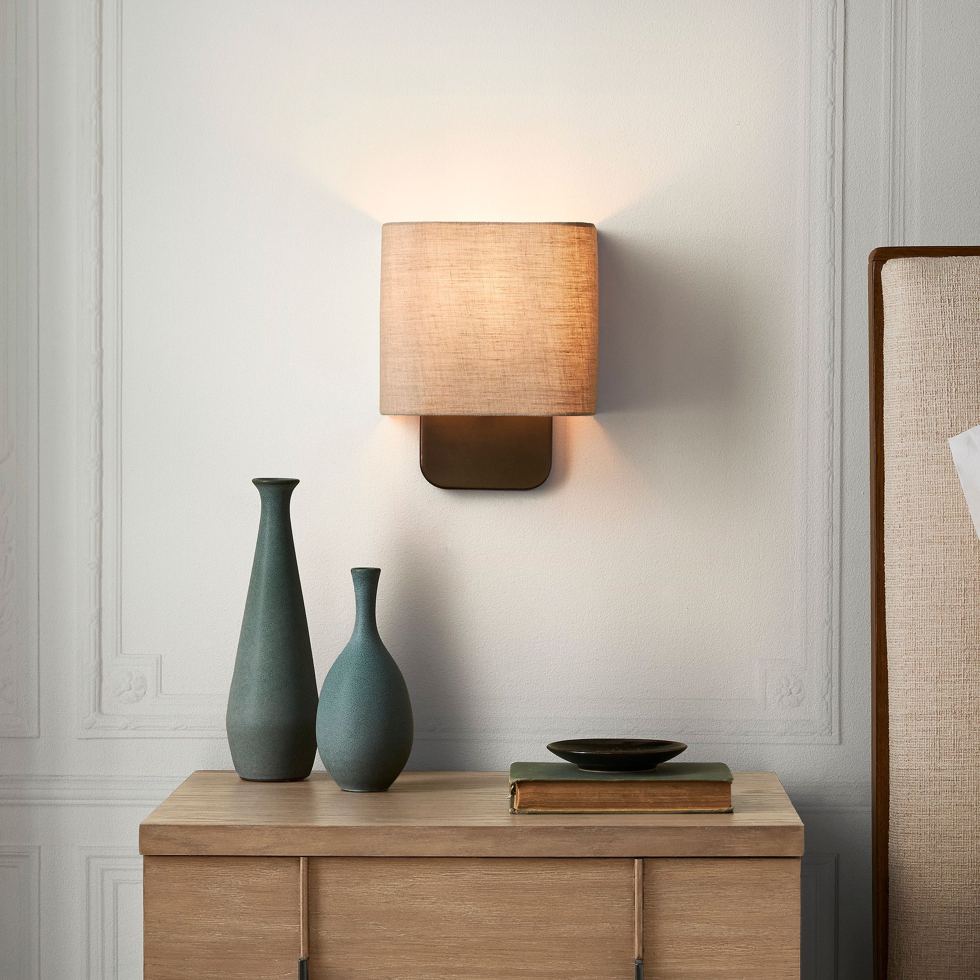 Aleena 10" Sconce - Oil Rubbed Bronze & Linen Shade