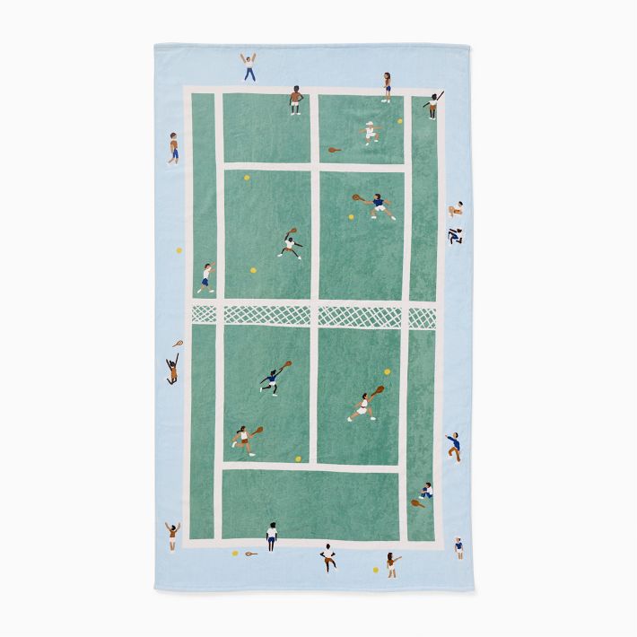 Tennis Scene Beach Towel