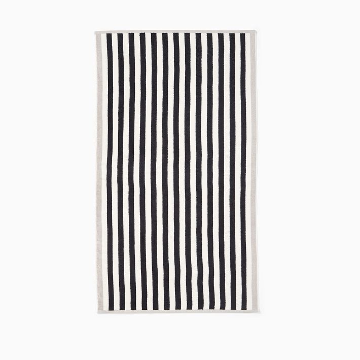 Biarritz Woven Stripe Beach Towel - Black