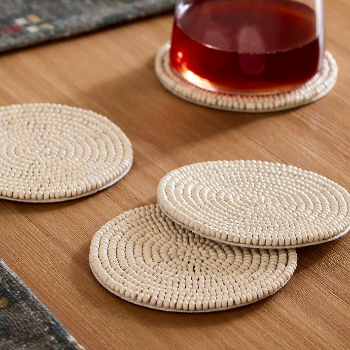 Wood Beaded Coaster Sets