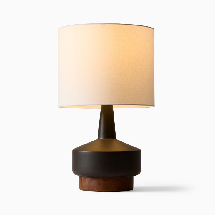 Wood & Ceramic Table Lamp (22")