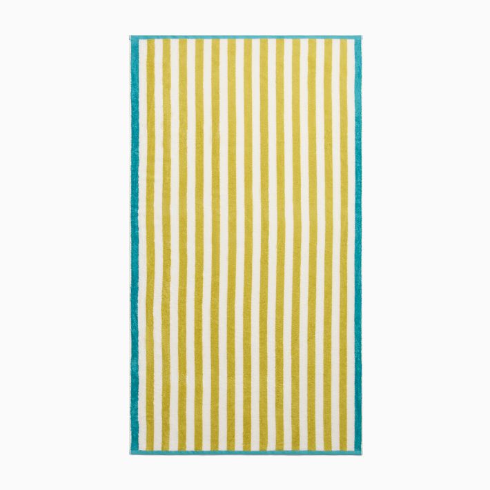 Biarritz Woven Stripe Beach Towel- Lime