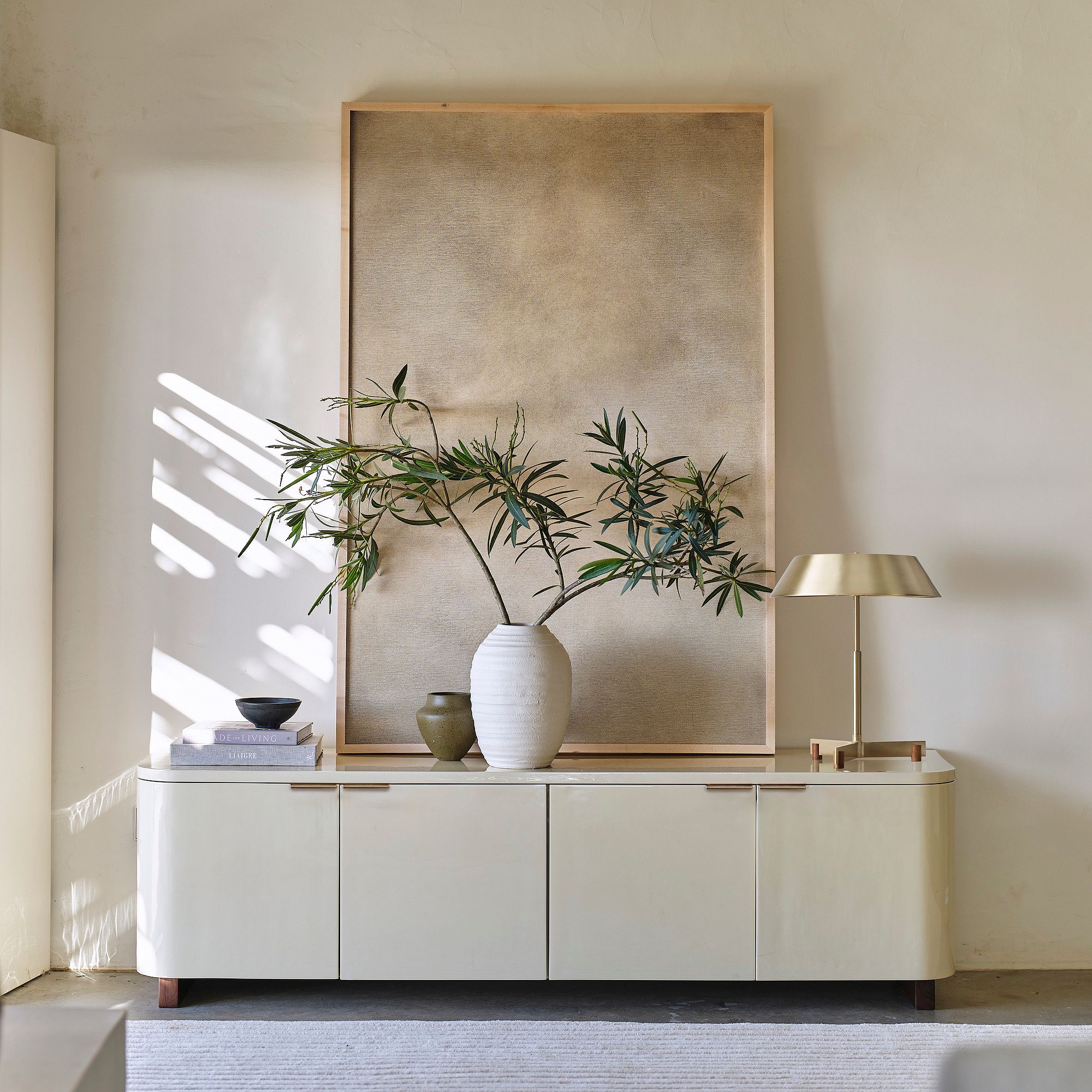 Shea Enameled Lacquer Media Console 72" - Ivory Finish