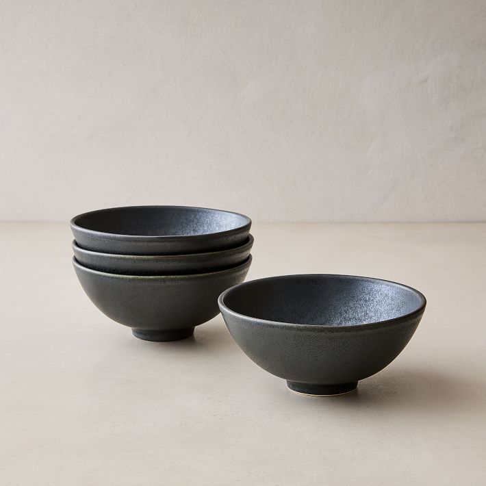 Kanto Stoneware Cereal Bowl Sets - Black
