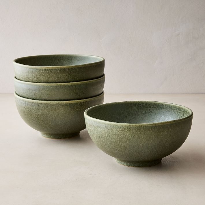 (Green, Set of 8) Kanto Stoneware Ramen Bowl Sets