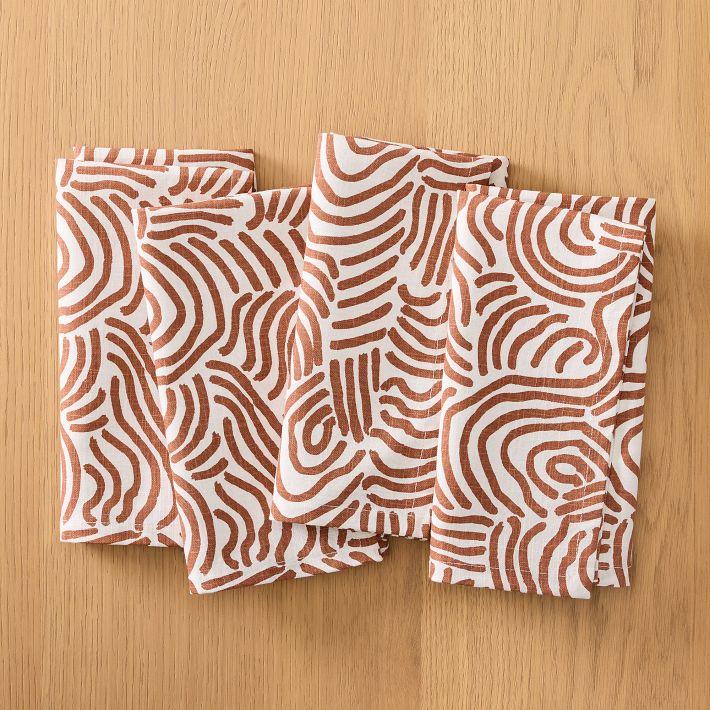 Line Work Cotton Napkin Sets