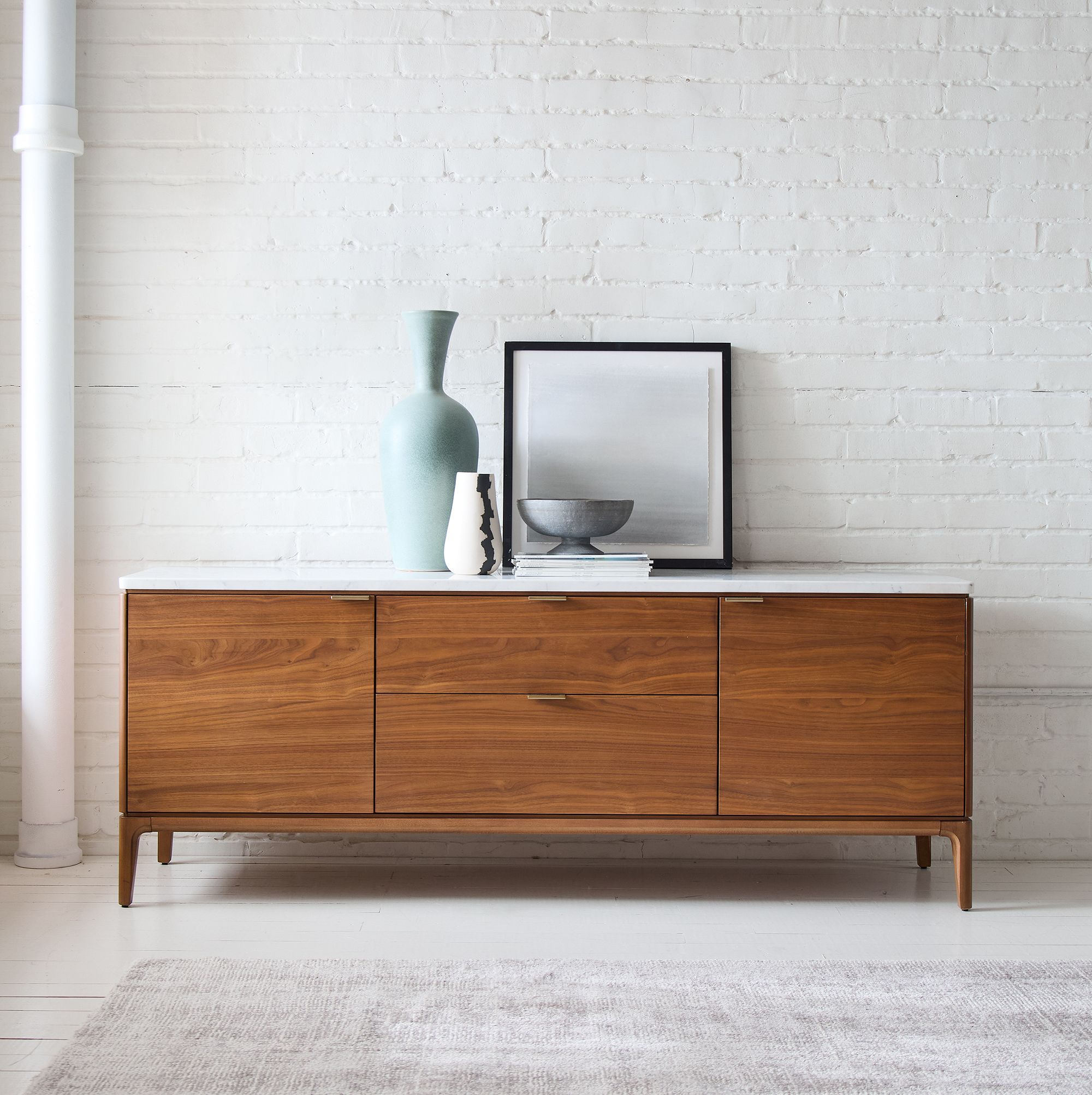 Parker Media Console - 68"-80" Walnut & Marble