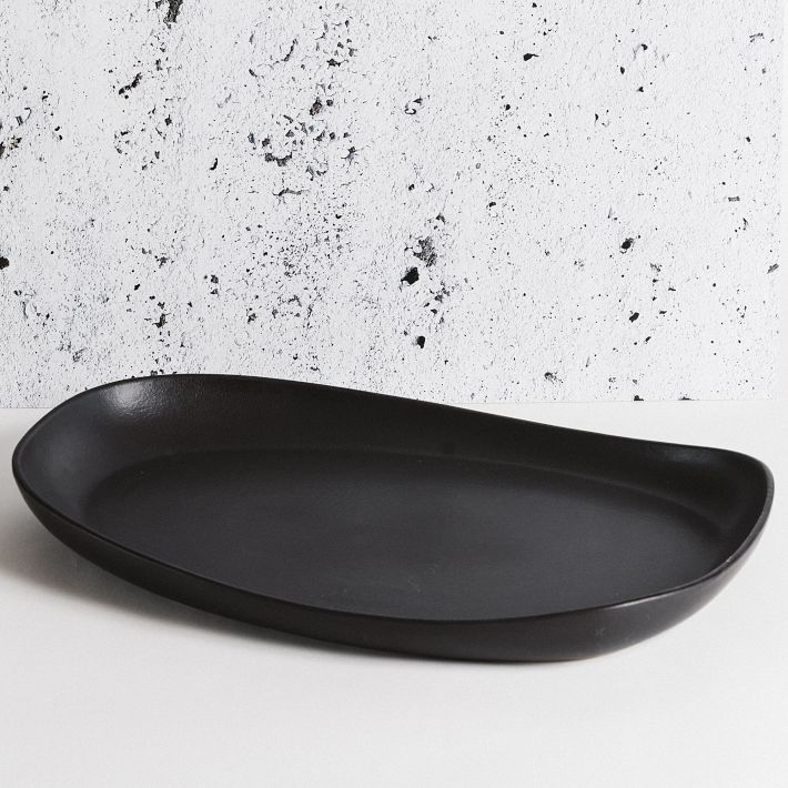 Gharyan Stoneware Long Serving Platter | Black