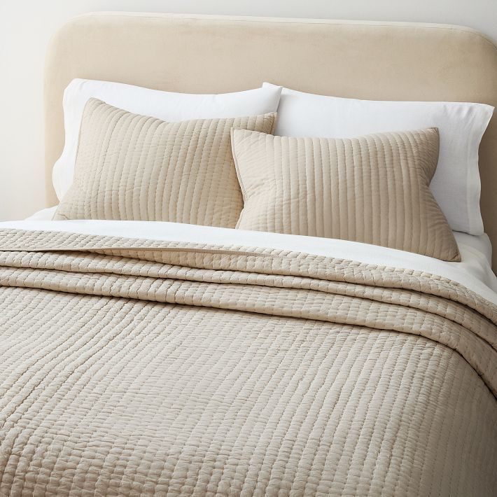Airy Cotton Voile Solid Quilt in Sand - King