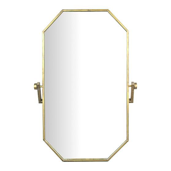 Antique Brass Rectangular Metal Wall Mirror with Adjustable Bracket