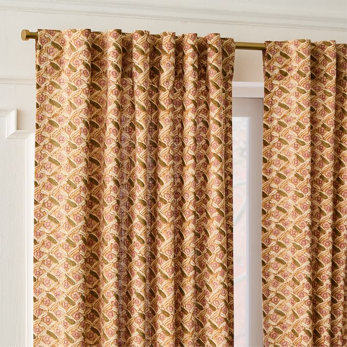 Pierce &amp; Ward Floral Lattice Curtain