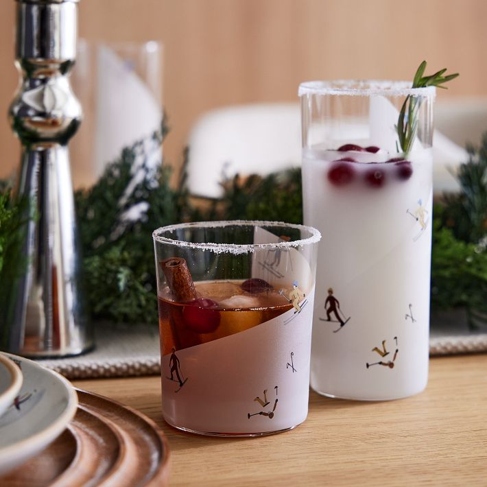 Holiday Skiers Glassware Set