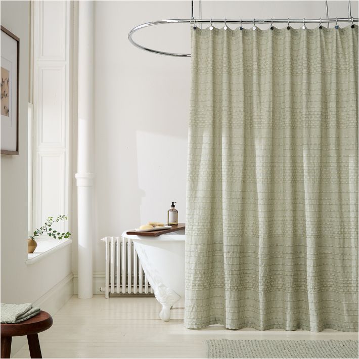 Celadon- Reese Cotton Linen Shower Curtain