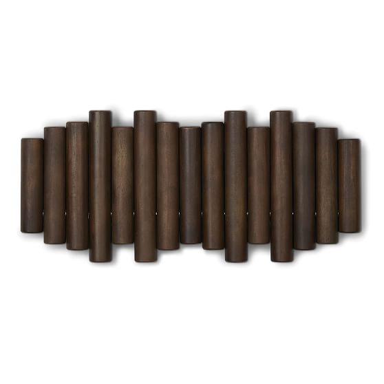 Aged Walnut 5-Hook Flip Wall Art Coat Rack