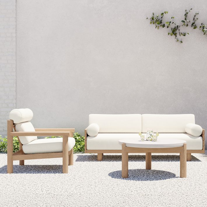 Cusco Outdoor Sofa (80&quot;), Lounge Chair &amp; Concrete Coffee Table (32&quot;) Set